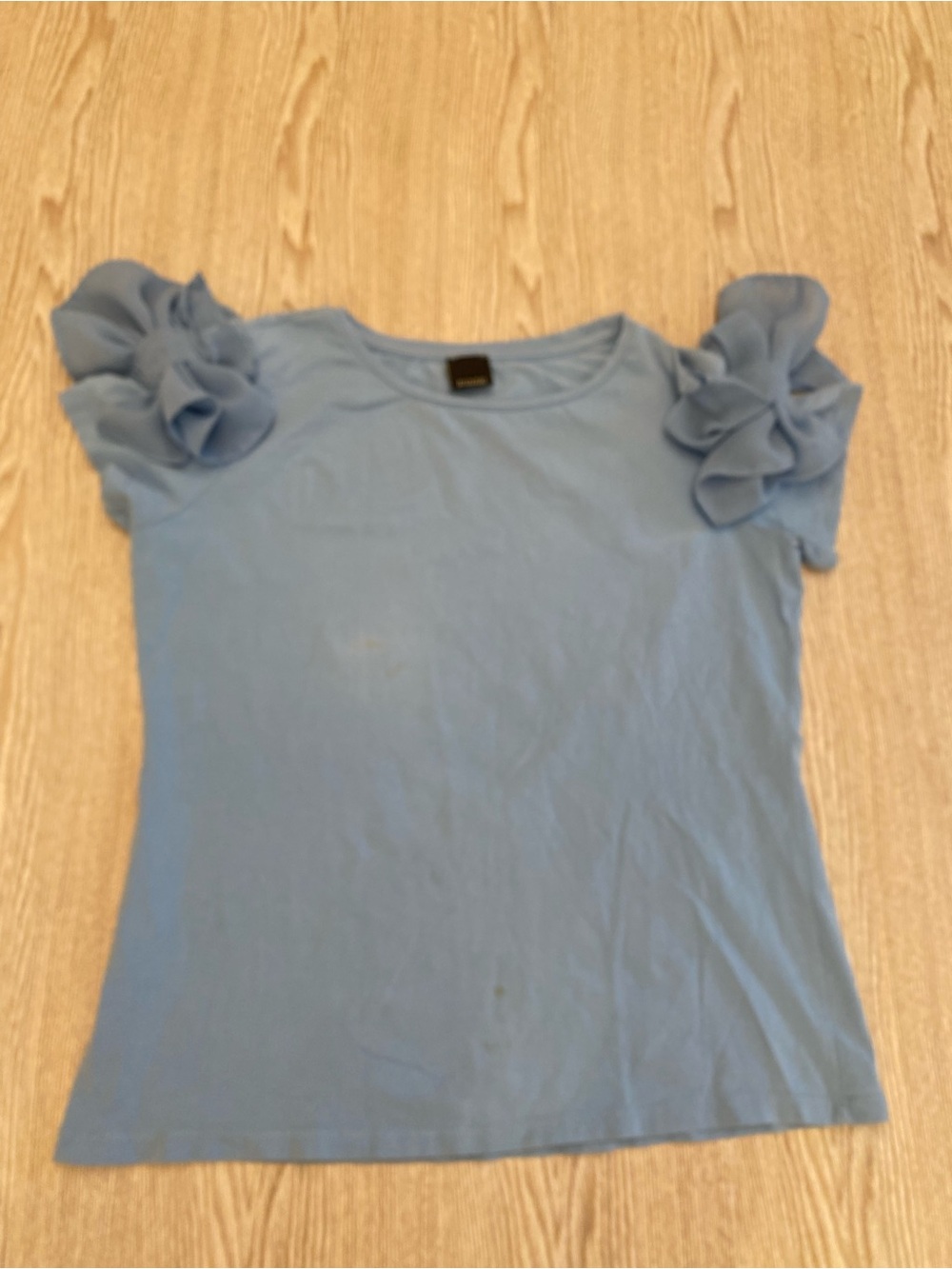 PINKO blue shirt with bow detail on sleeves - size XS / S